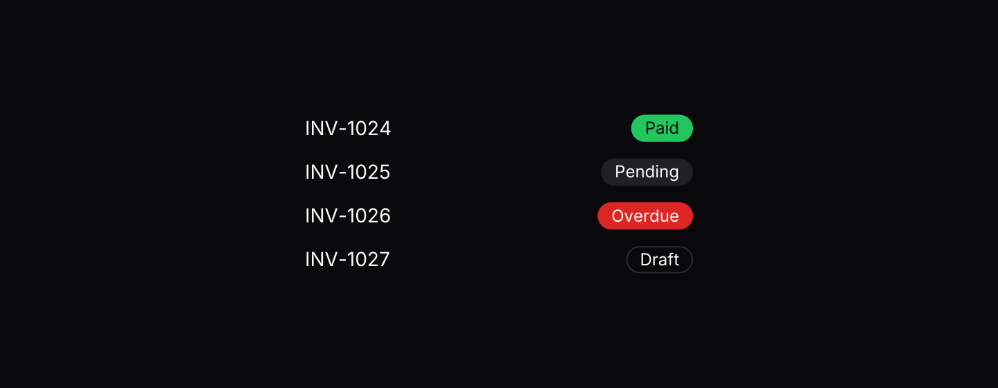 In a list: Status badges aligned against list rows.