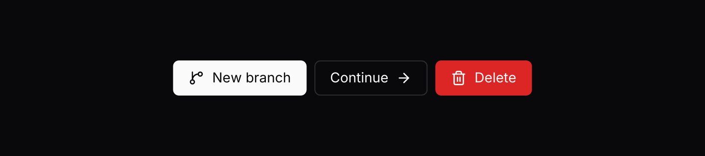 With icon: Lucide icons before or after the label.