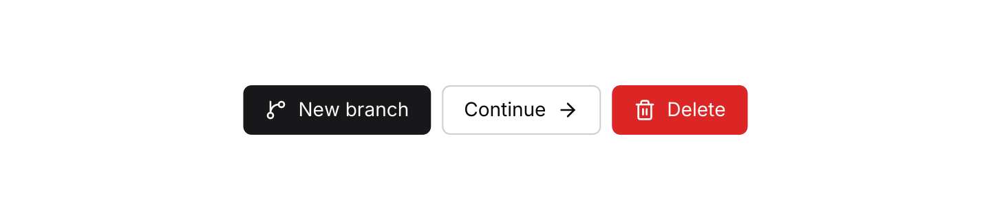 With icon: Lucide icons before or after the label.