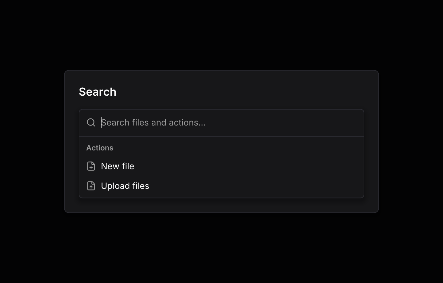 Async results: Typing asks the app to search, and a background task streams file matches through the command list's channel.
