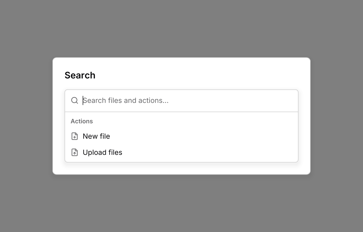 Async results: Typing asks the app to search, and a background task streams file matches through the command list's channel.