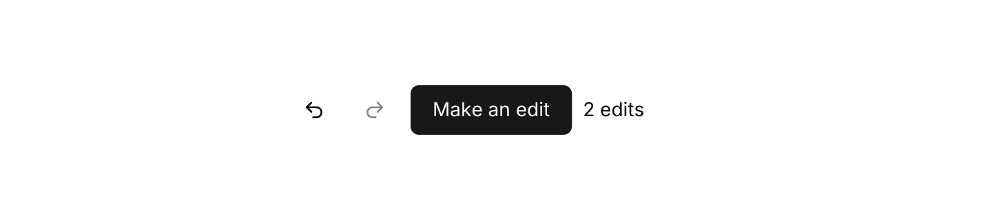Enabled and disabled: Undo and redo turn off when there is nothing to undo or redo. A disabled icon is drawn at half opacity.