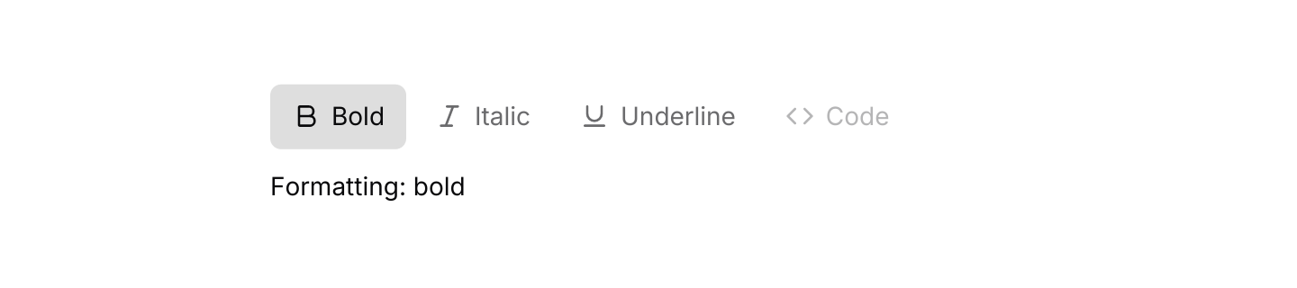 Multiple choice: Formatting toggles that switch on and off independently, with a disabled item.